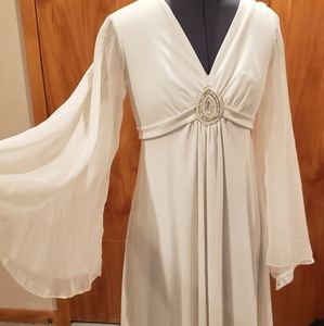Vintage 70s maxi white angel sleeve gown